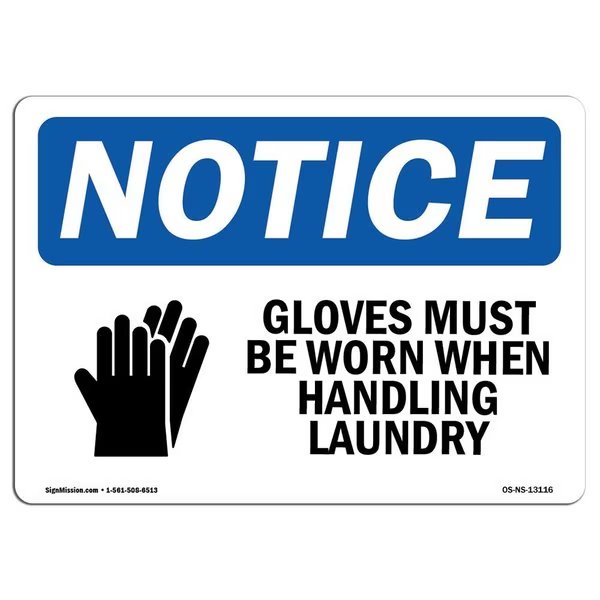 OSHA Sign, Gloves Must Worn When Handling, 5in X 3.5in Decal, 10PK, 5